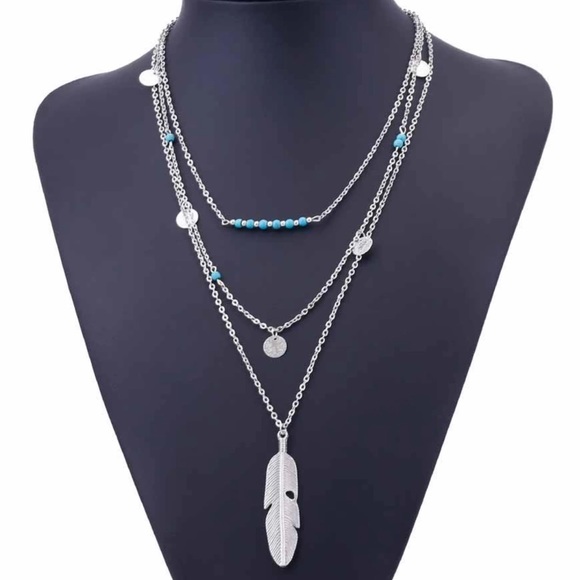Multi-Layered Necklace NWT Boho Feather Bohemian - Picture 5 of 7